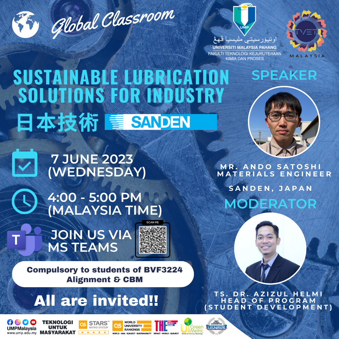 TVET COURSES GO GLOBAL: FTKKP'S GLOBAL CLASSROOM WELCOMES SANDEN CORPORATION JAPAN'S EXPERT ON SUSTAINABLE LUBRICATION SOLUTIONS FOR INDUSTRY